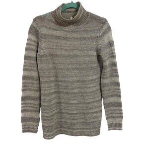 Anthropologie‎ Moth Twin Shadows Gray Striped High Neck Sweater Size M